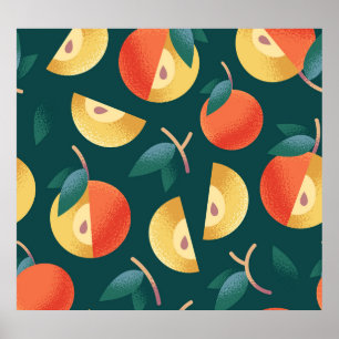 Apple Delight: Dark Green Seamless. Poster