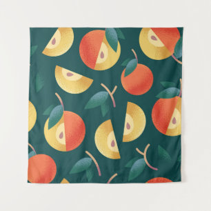 Apple Delight: Dark Green Seamless. Tapestry