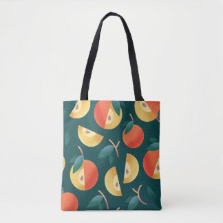 Apple Delight: Dark Green Seamless. Tote Bag