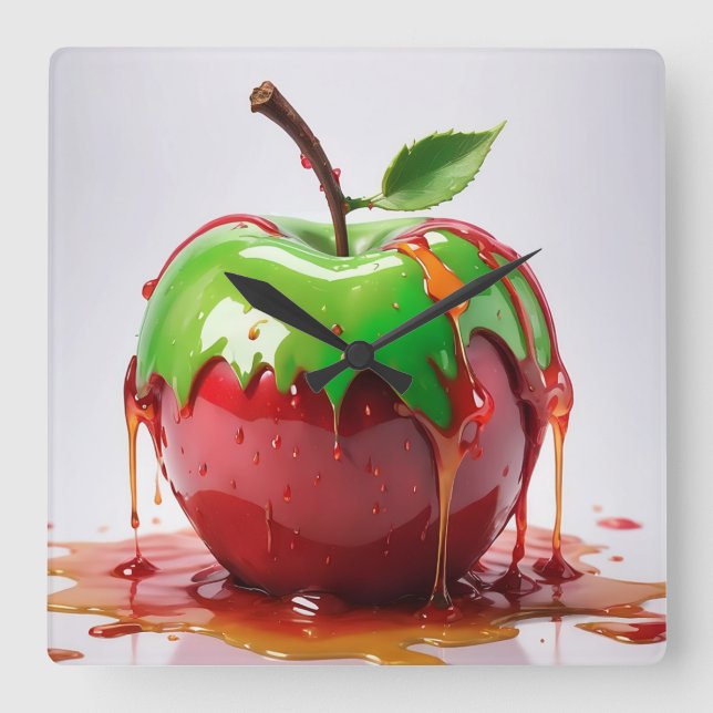 Apple Digital Art Square Wall Clock (Front)