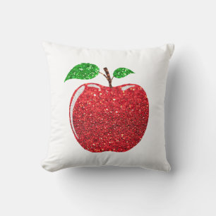 Apple Faux Red Glitter Cushion