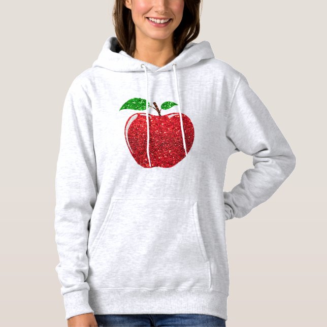 Apple Faux Red Glitter Hoodie (Front)