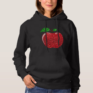 Apple Faux Red Glitter Hoodie