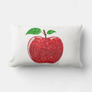 Apple Faux Red Glitter Lumbar Cushion