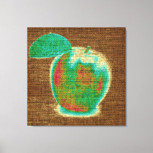 Apple Fine Art on Burlap Linen Jute #4 Canvas Print