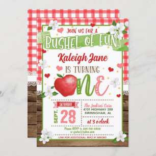 Apple First Birthday Invitation - Bushel of Fun G