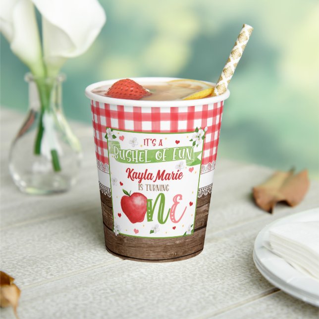 Apple First Birthday Party Cup - Bushel of Fun (Insitu)