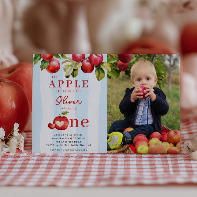 Apple First Birthday Party Invitation (Creator Uploaded)