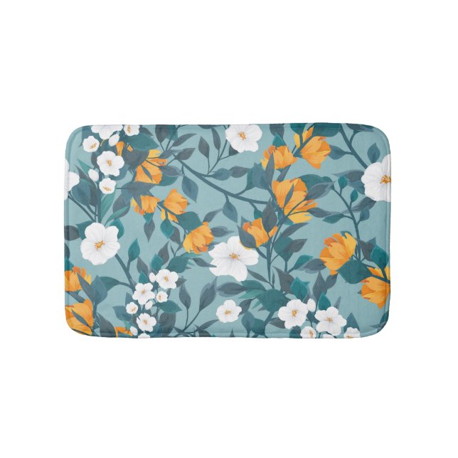 Apple Floral: Blooming Pattern Motif. Bath Mat (Front)