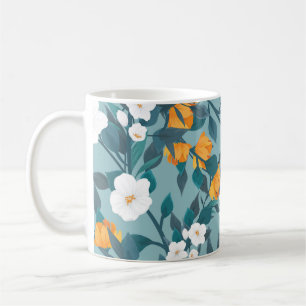 Apple Floral: Blooming Pattern Motif. Coffee Mug