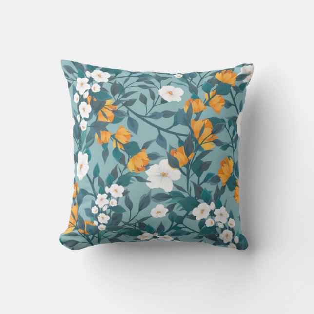 Apple Floral: Blooming Pattern Motif. Cushion (Front)