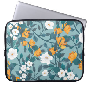 Apple Floral: Blooming Pattern Motif. Laptop Sleeve