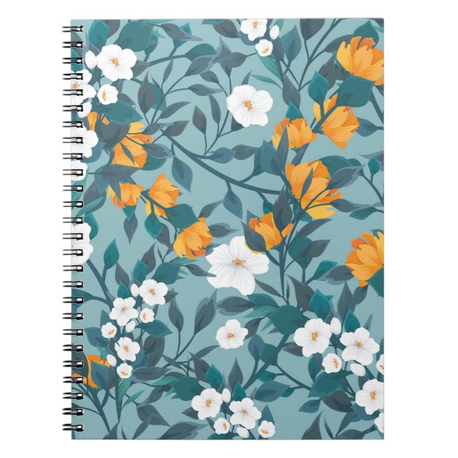 Apple Floral: Blooming Pattern Motif. Notebook (Front)