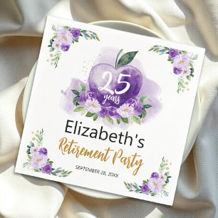 Apple Floral Teacher Retirement Party Napkin