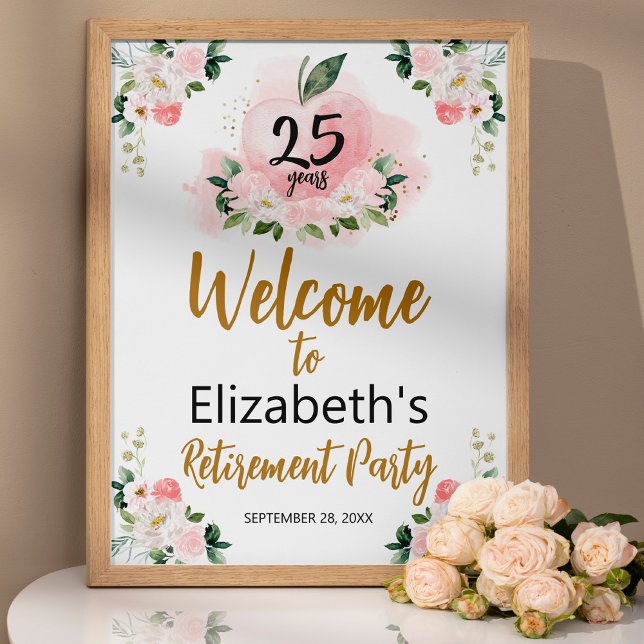 Apple Floral Teacher Retirement Party Welcome Sign (Creator Uploaded)