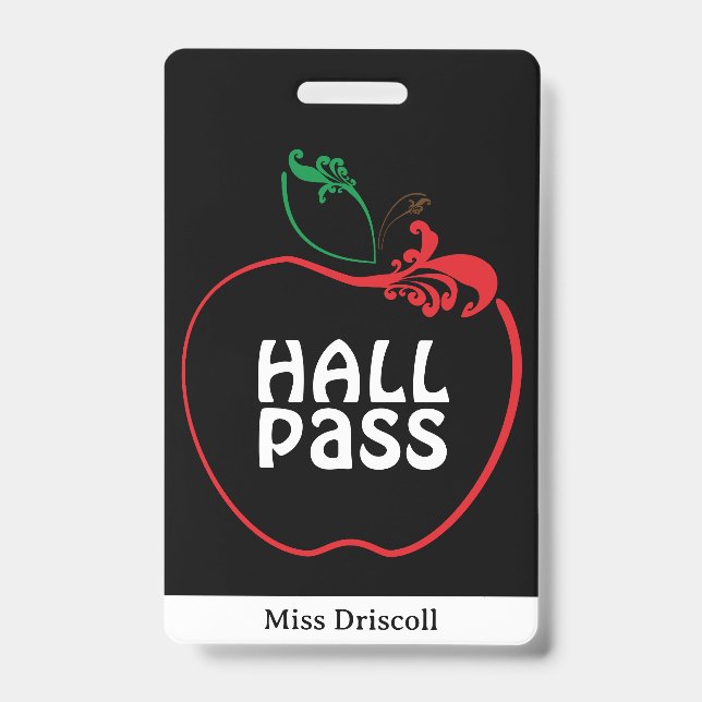 Apple Flourish Classroom Teacher Hall Pass ID Badge (Front)