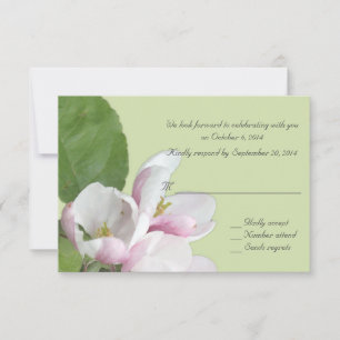 apple flowers green RSVP card