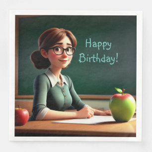 Apple for Teacher Birthday Napkin
