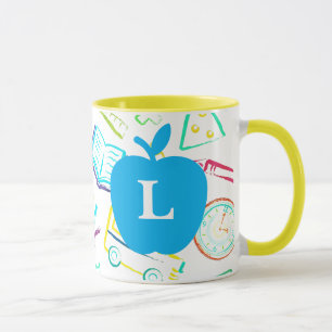Apple for the Teacher Custom Monogram Mug