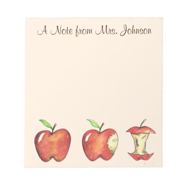 Apple for the Teacher Personalised Red Delicious Notepad (Front)