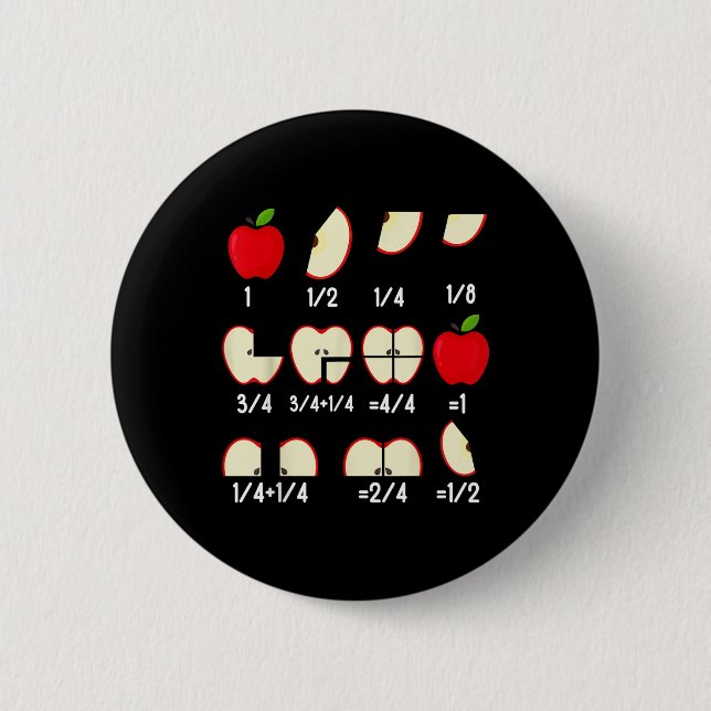 Apple Fraction Math Teachers Back To School Educat 6 Cm Round Badge (Front)
