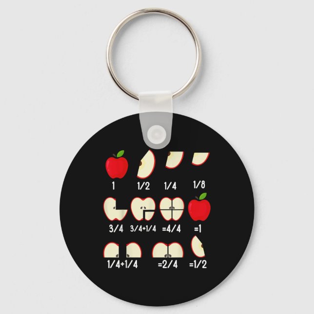 Apple Fraction Math Teachers Back To School Educat Key Ring (Front)