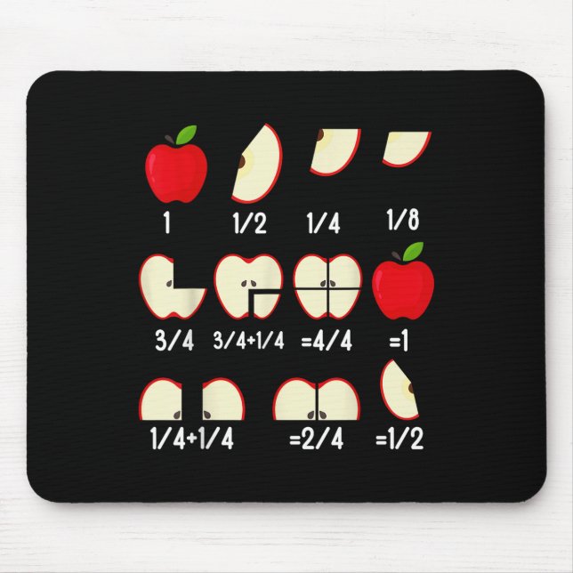 Apple Fraction Math Teachers Back To School Educat Mouse Pad (Front)