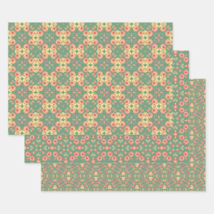 Apple Fruit Abstract Vintage Geometric Pattern 4 Wrapping Paper Sheet