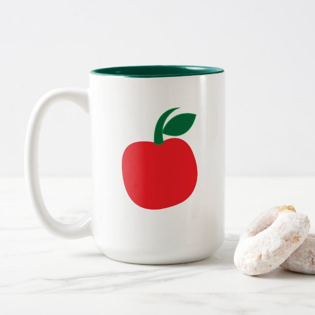 Apple Fruit Apple Two-Tone Coffee Mug (With Donut)