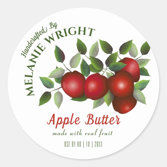 Apple Fruit Canning Classic Round Sticker (Front)