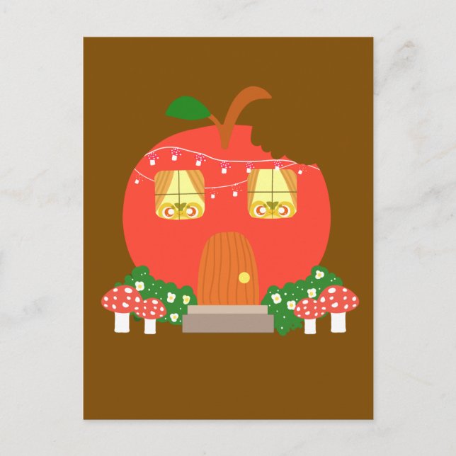 Apple Fruit Frog House Postcard (Front)