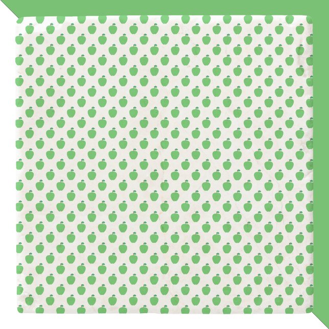 Apple Fruit Green Pattern Stone Coaster (A coaster with a pattern of green apples)