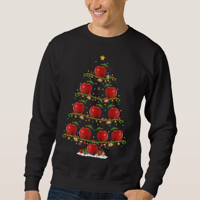 Apple Fruit Lover Lights Xmas Santa Apple Christma Sweatshirt (Front)