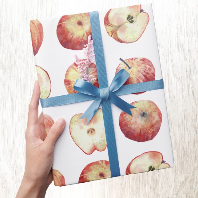 Apple Fruit Watercolor Wrapping Paper (Apple watercolor fruit pattern gift wrapping paper roll)