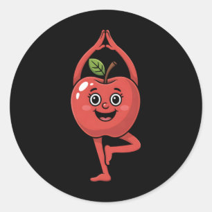 Apple Fruit Yoga Classic Round Sticker