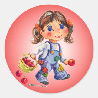 APPLE GIRL by SHARON SHARPE Classic Round Sticker