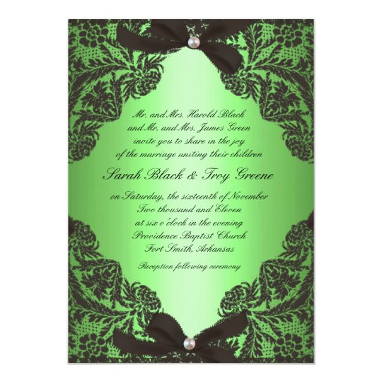 Apple Green and Black Lace wedding invitation Zazzle.co.nz