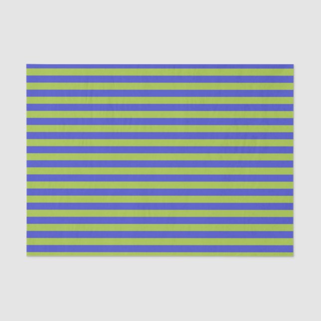 Apple Green and Blue Stripes Tissue Paper (Front)