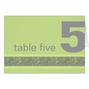 Apple Green and Grey Floral Damask Table Number
