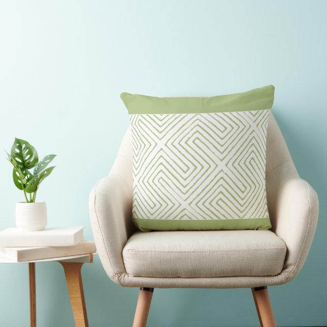 Apple Green and White African Mud Cloth pattern Cushion (Chair)