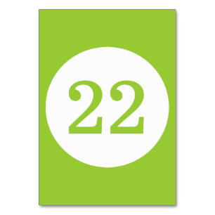 Apple Green and White Circle Table Number