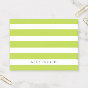 Apple Green and White Classic Stripes Monogram Post-it Notes