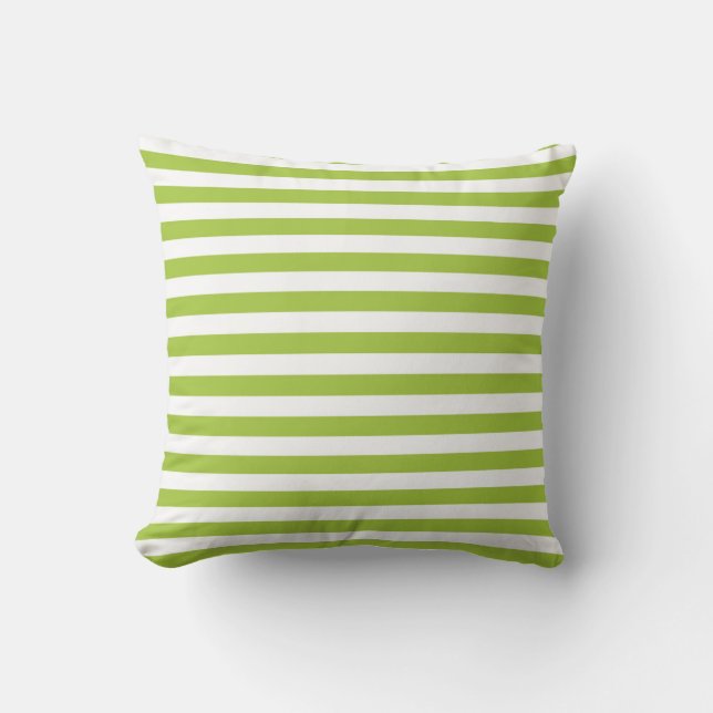 Apple Green and White Stripes Cushion (Front)