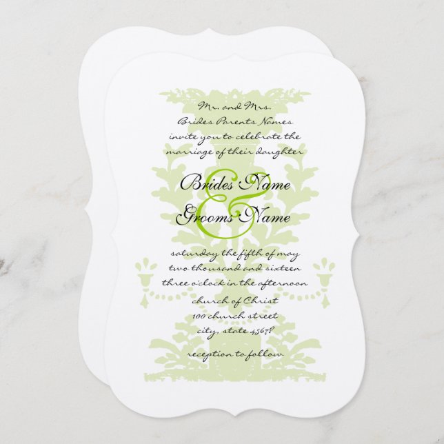 Apple Green Antique Urn Wedding Invitation (Front/Back)