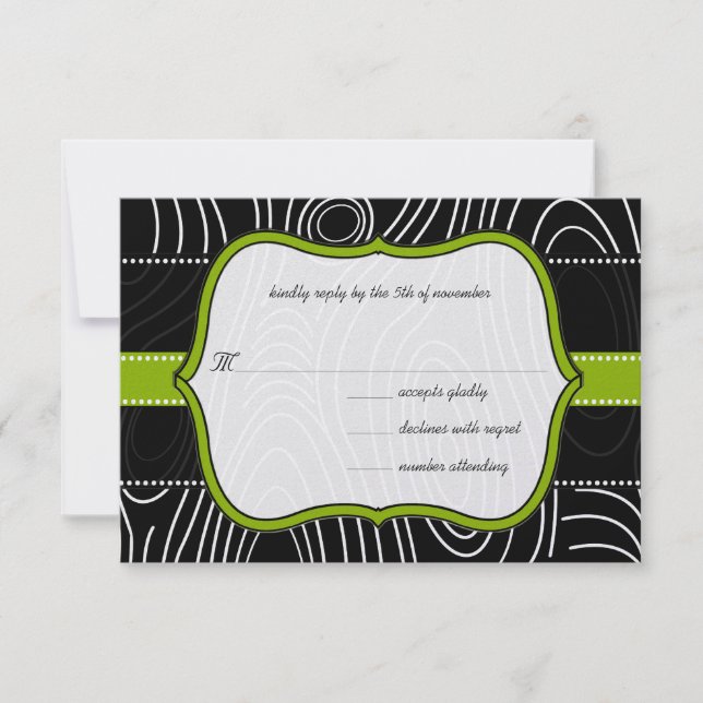 Apple Green Black Vintage Damask Wedding Invite (Front)