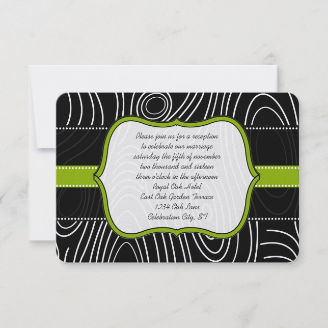 Apple Green Black Wood Grain Reception Card (Front)