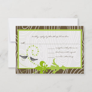 Apple Green Brown Wood Grain Bird Response Card
