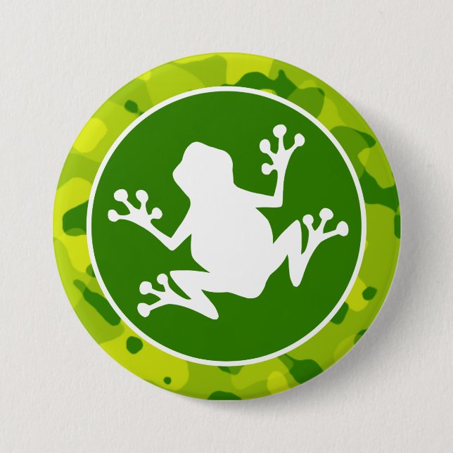 Apple Green Camo; Frog 7.5 Cm Round Badge (Front)