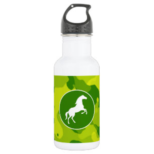 Apple Green Camo; Horse, Equestrian 532 Ml Water Bottle