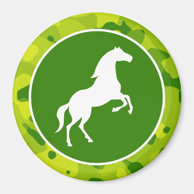 Apple Green Camo; Horse, Equestrian Magnet (Front)